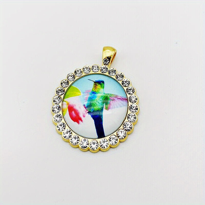 Green Bird Glass Alloy Pendant Necklace Accessories DIY